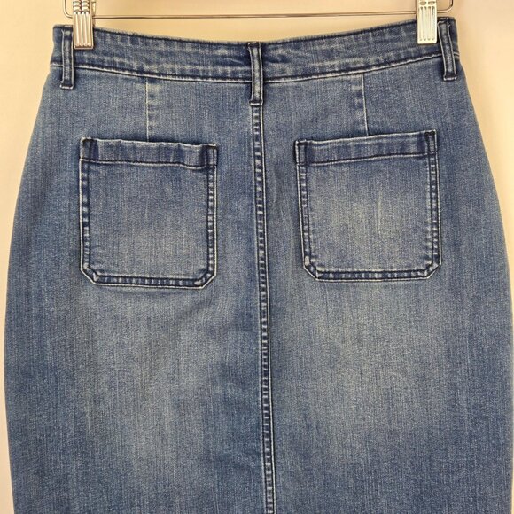 Haute Hippie Tribe Button-Front Denim Pencil Skirt Size 2 LIght Wash - Picture 5 of 13